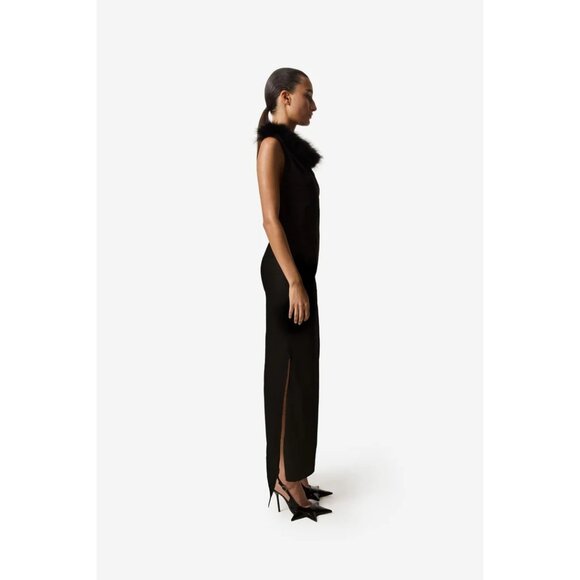 Coperni Feather Boa Jersey Midi Dress in Black 42 New Womens Backless - Picture 13 of 16